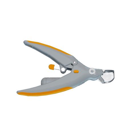 Gardening tool with gray and orange handle on a white background