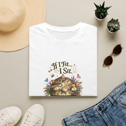 If I Fit... I Sit™ Flower Pot Cat Shirt | Funny Gardening Cat Tee | Plant Lover Gift