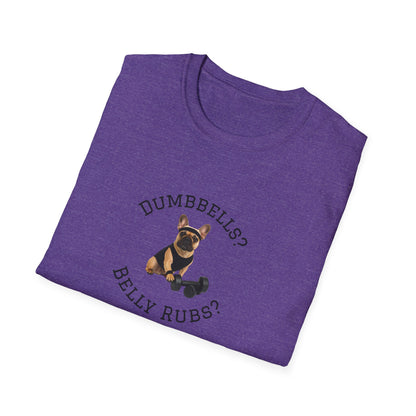 Copy of French Bulldog Dog Lover Workout Tee –“Belly Rubs or Dumbbells?”