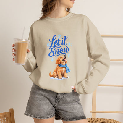 Let It Snow Golden Retriever Puppy Sweatshirt | Unisex Winter Crewneck