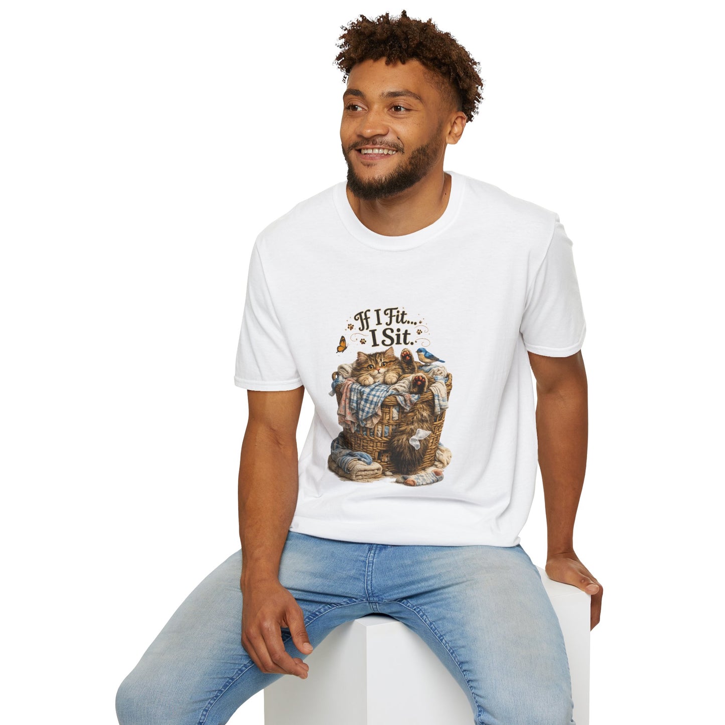 If I Fit... I Sit.™ Laundry Basket Cat Shirt | Funny Laundry Kitty Tee | Cute Cat Lover Gift