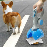 Dog waste bag dispenser being used with a dog on a leash.