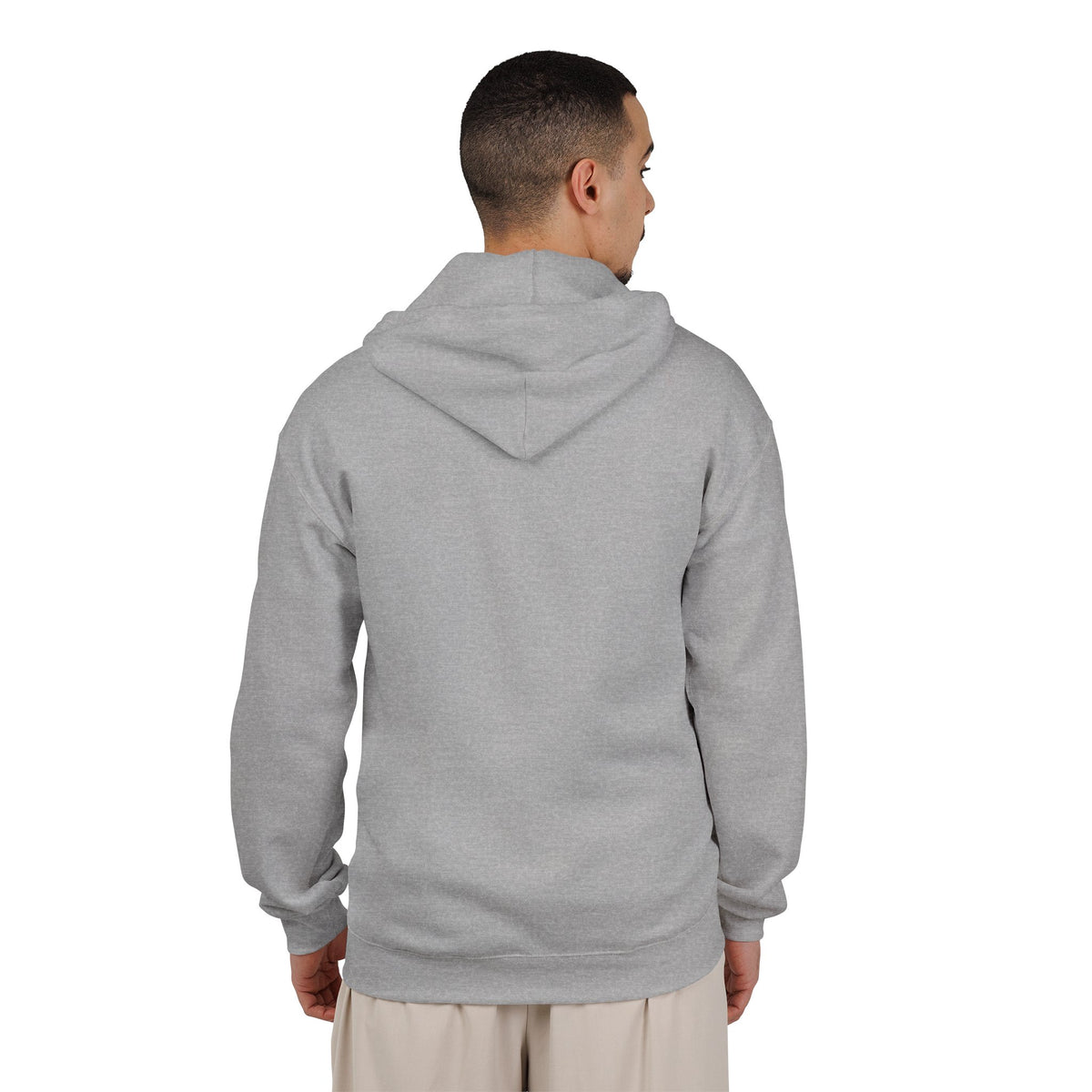 Black unisex Halloween zip-up hoodie with a trick-or-treat ghost design on the left chest