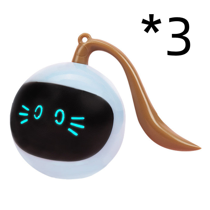 Cat-shaped toy with a brown tail on a white background