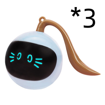 Cat-shaped toy with a brown tail on a white background
