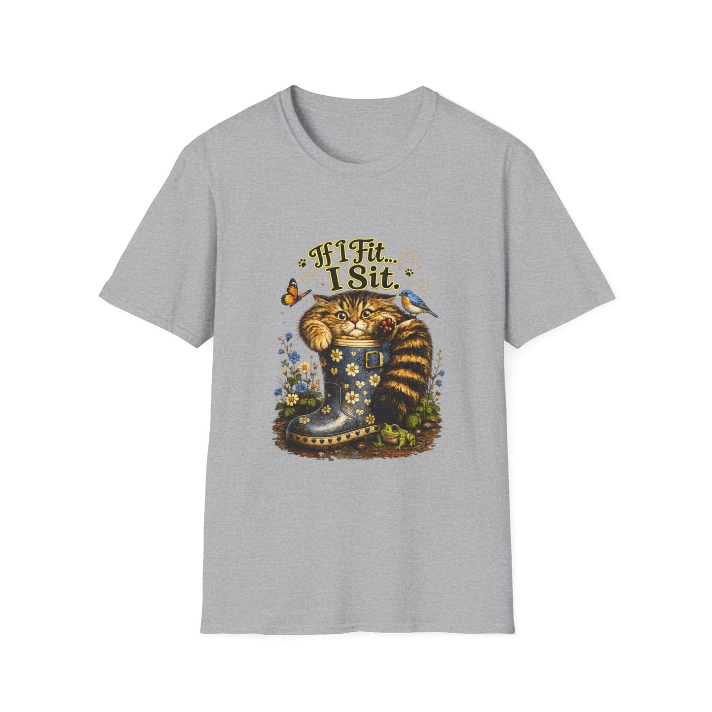 If I Fit... I Sit | Rain Boot Cat Shirt | Funny Kitty Tee | Cute Cat Lover Gift