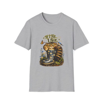 If I Fit... I Sit | Rain Boot Cat Shirt | Funny Kitty Tee | Cute Cat Lover Gift
