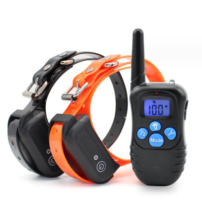 Dog training collar with remote control on a white background