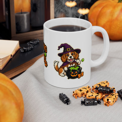 Brewing Up Some Treats Halloween Dog Mug – Witch Puppy Coffee Cupramic Mug, (11oz, 15oz)