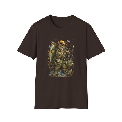 Funny Fishing Cat T-Shirt | Bass Fishing Cat Tee | Fisherman Gift |