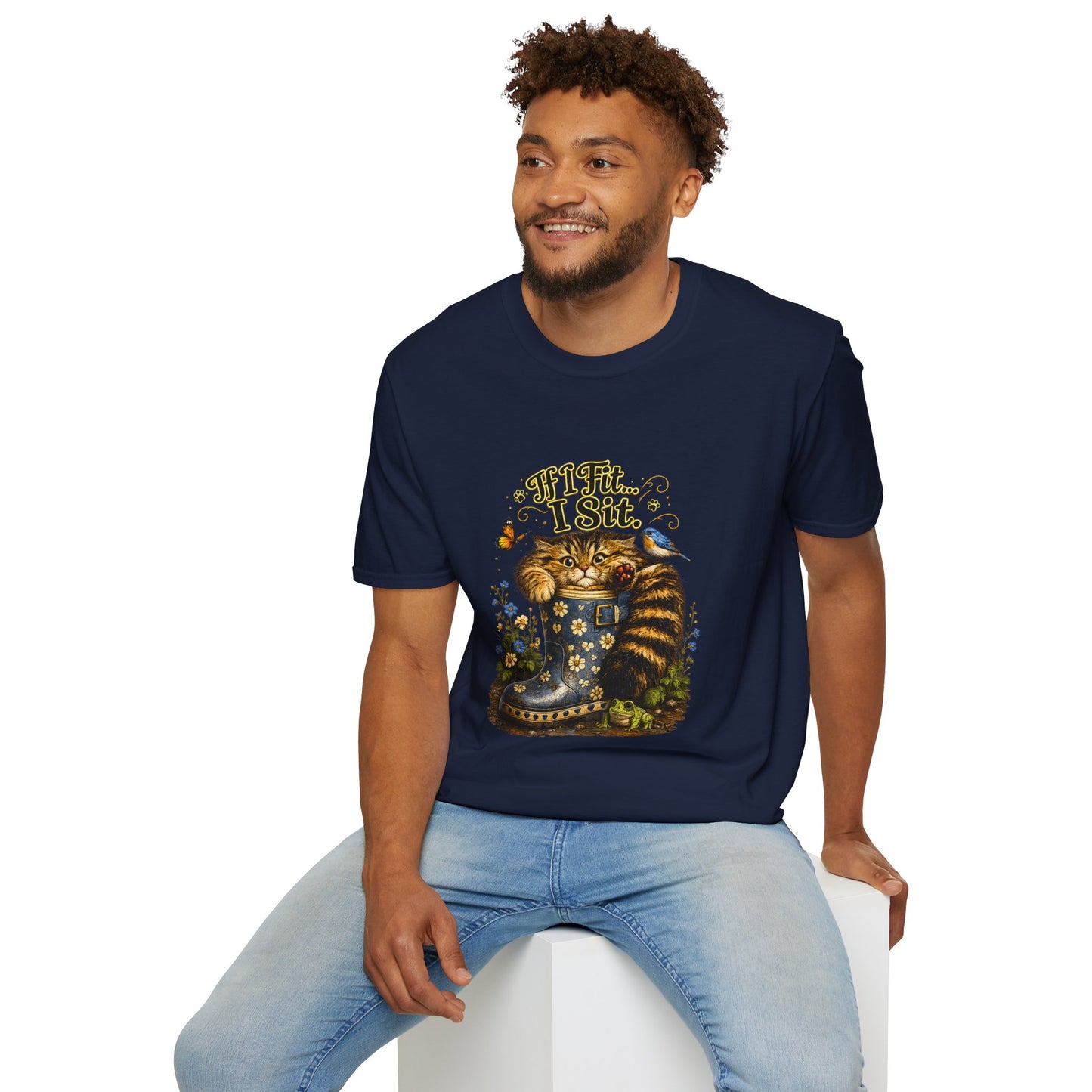 If I Fit... I Sit | Rain Boot Cat Shirt | Funny Kitty Tee | Cute Cat Lover Gift