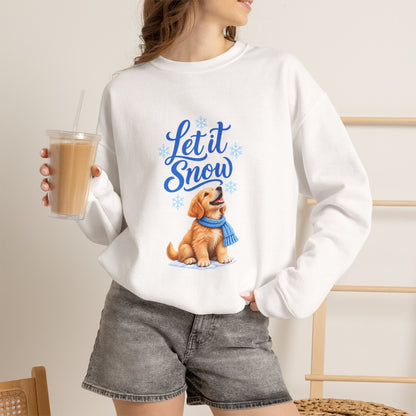 Let It Snow Golden Retriever Puppy Sweatshirt | Unisex Winter Crewneck
