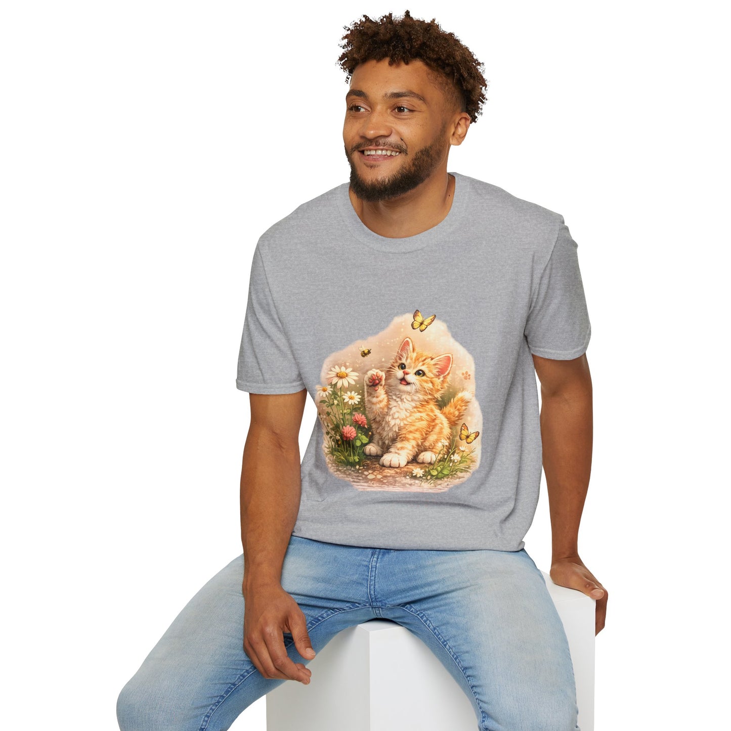 Cute Kitten Flower Garden T-Shirt