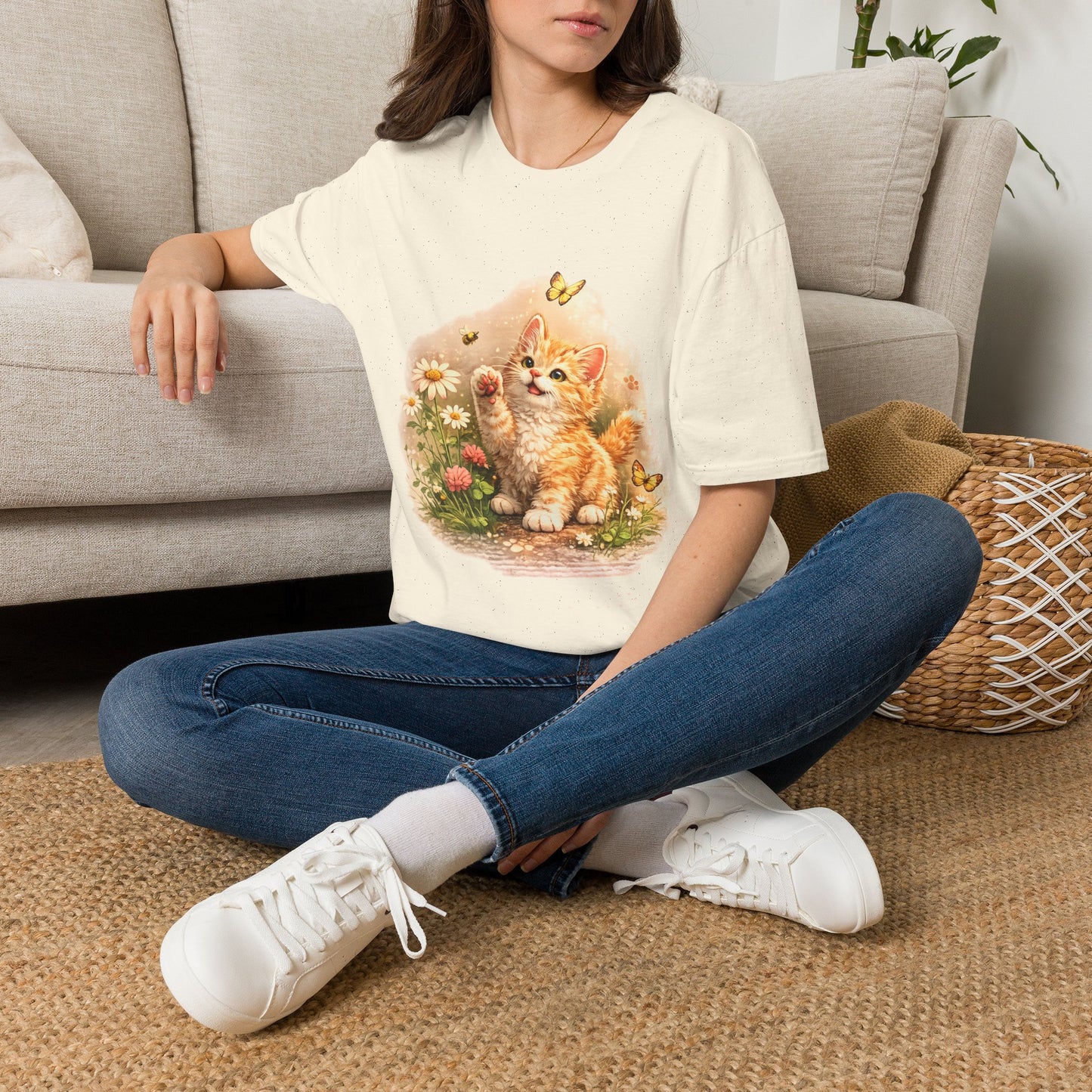 Cute Kitten Flower Garden T-Shirt