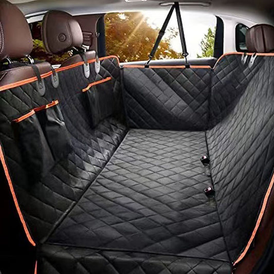 Car seat cover with diamond pattern in a vehicle