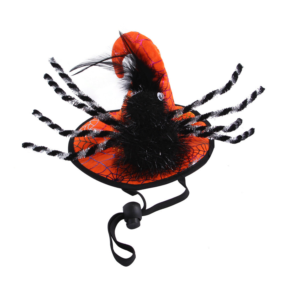 Halloween spider decoration with orange and black design on a white background