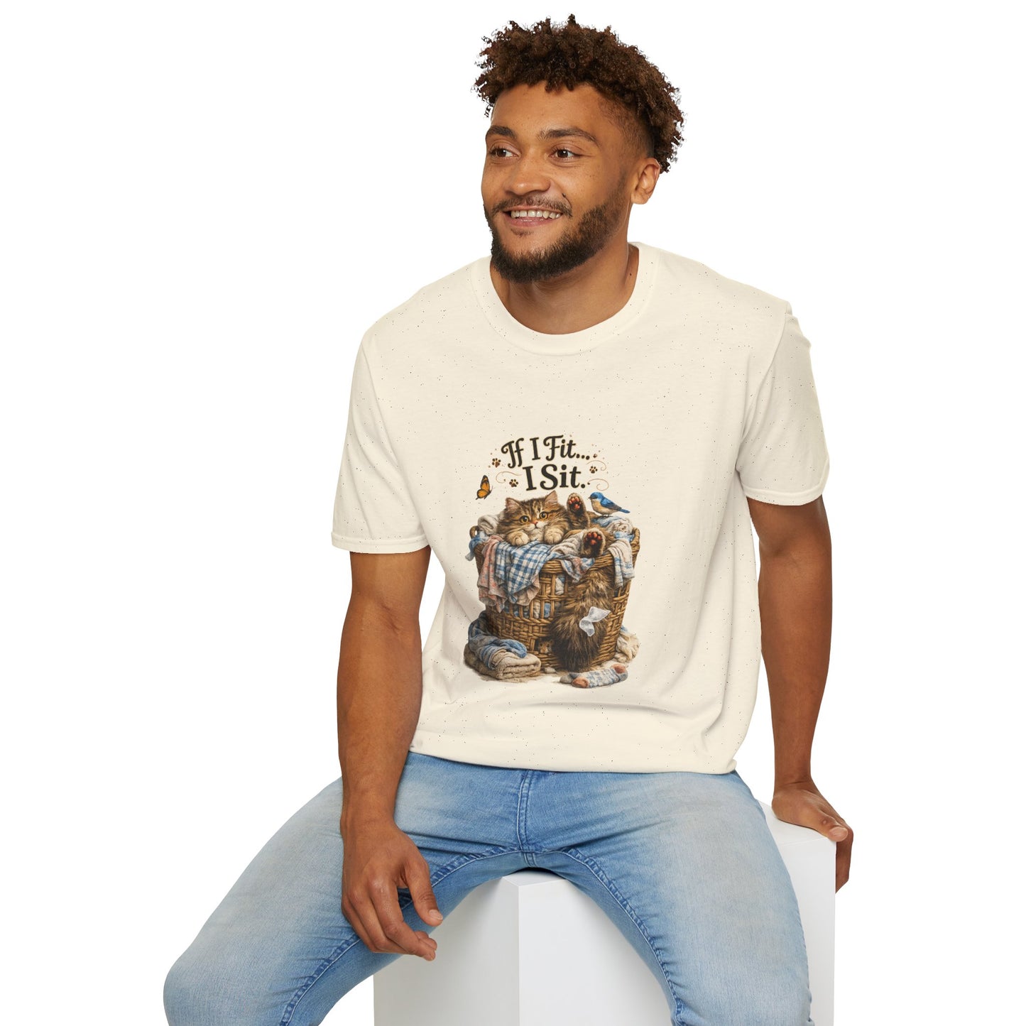 If I Fit... I Sit.™ Laundry Basket Cat Shirt | Funny Laundry Kitty Tee | Cute Cat Lover Gift