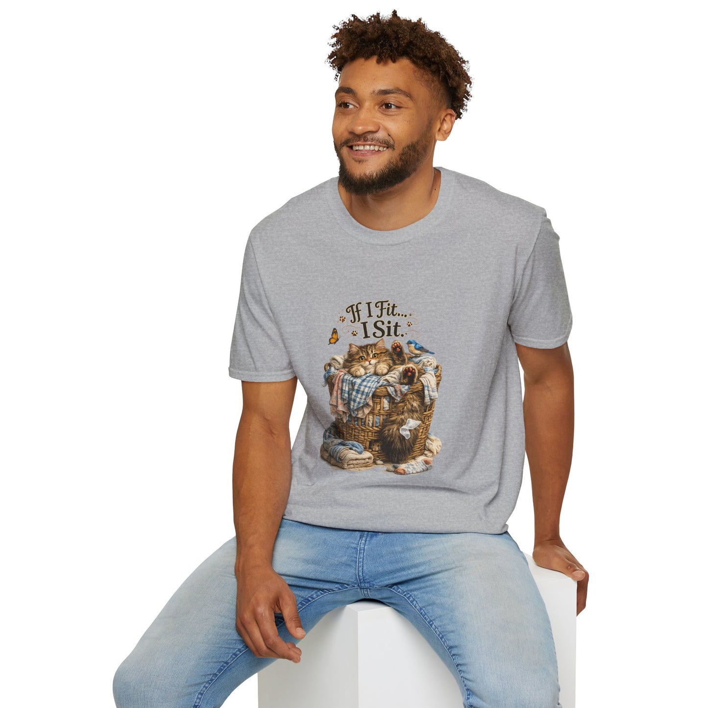 If I Fit... I Sit.™ Laundry Basket Cat Shirt | Funny Laundry Kitty Tee | Cute Cat Lover Gift