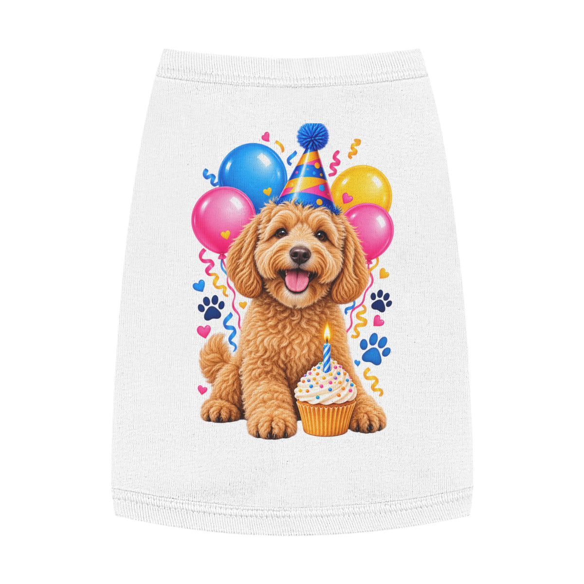 Birthday puppy tank top for dogs in white