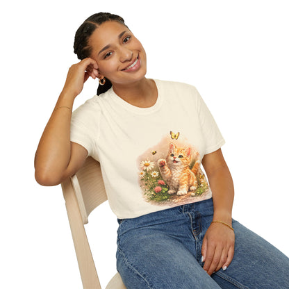 Cute Kitten Flower Garden T-Shirt