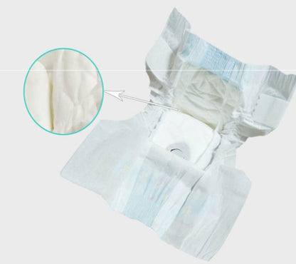 Diaper with a close-up of the fabric texture on a light background