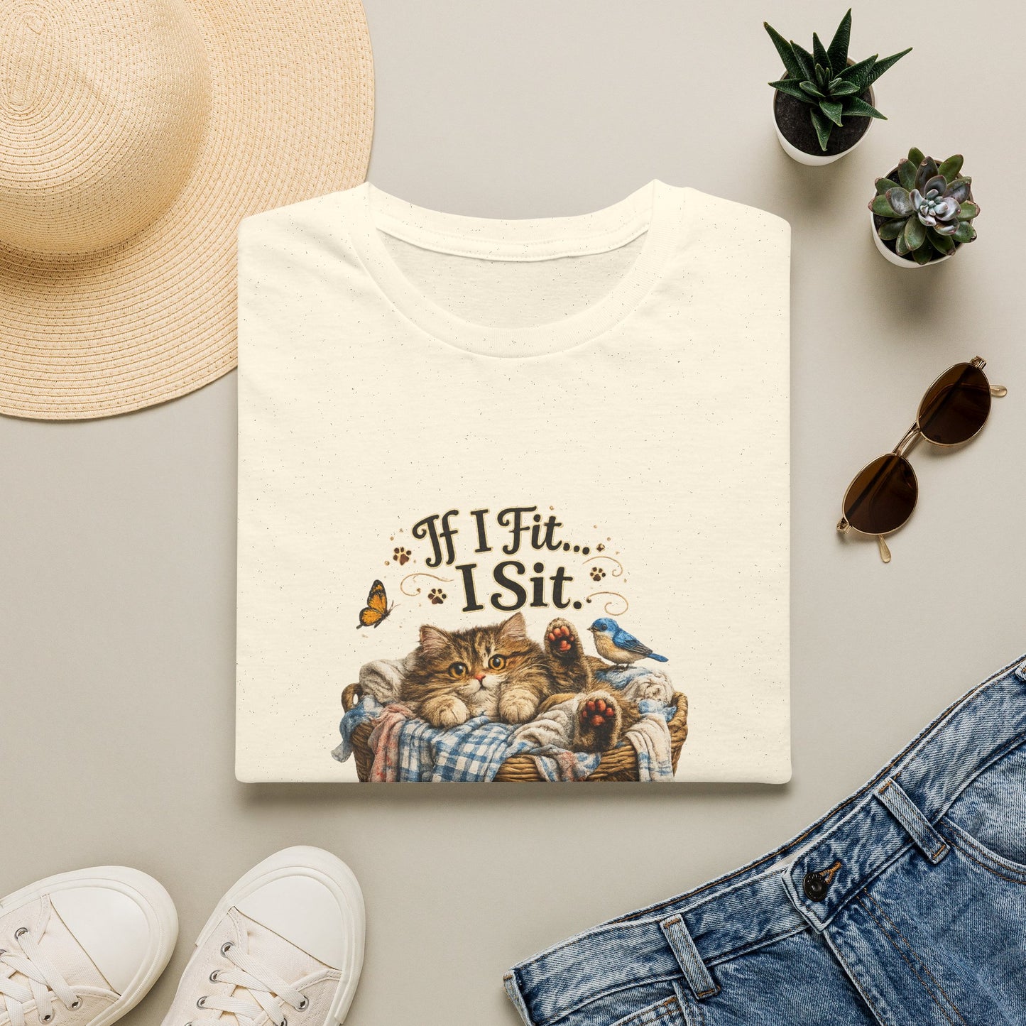 If I Fit... I Sit.™ Laundry Basket Cat Shirt | Funny Laundry Kitty Tee | Cute Cat Lover Gift