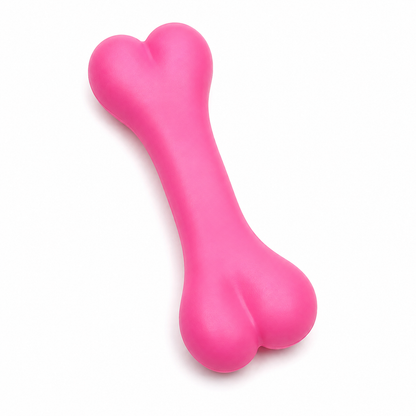 Pink Flexible Rubber Bone Chew Toy for Dogs & Puppies