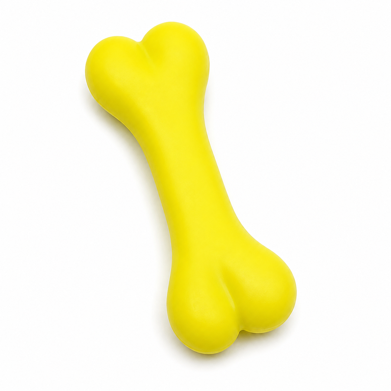 Yellow Flexible Rubber Bone Chew Toy for Dogs & Puppies
