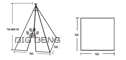 Technical drawing of a geometric structure with dimensions and Big Beng logo.