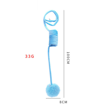 Blue spring-loaded weight with measurement details on a white background