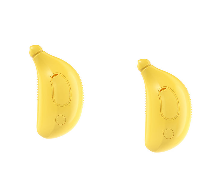 Two yellow banana-shaped devices on a white background