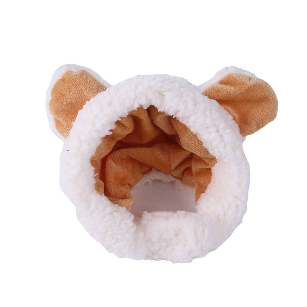 Plush toy with white exterior and brown interior on a white background