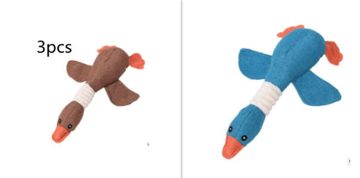 Two dog toys, one brown and one blue, on a white background with text indicating 3 pieces.