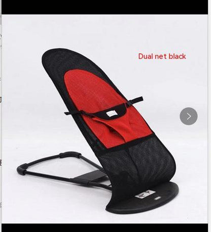 Black and red baby bouncer on a white background