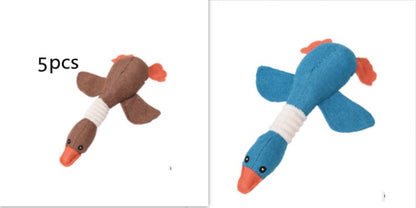 Two dog toys, one brown and one blue, on a white background with text indicating 5 pieces.