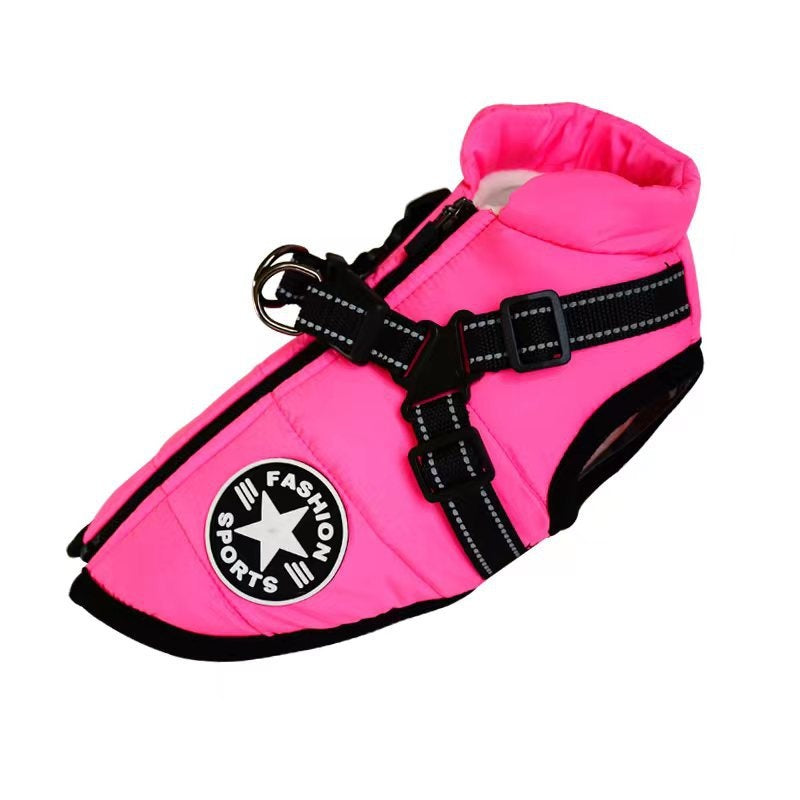 Metallic Puffer Vest with Harness for Small Dogs