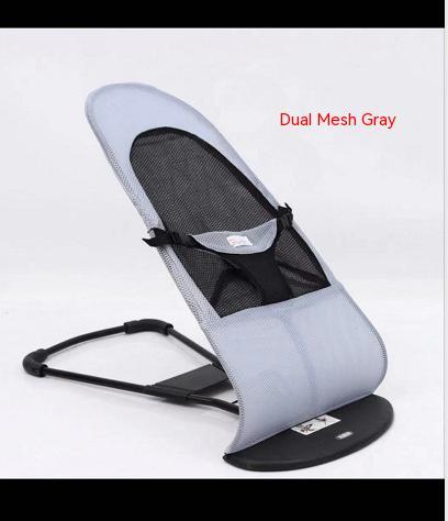 Baby bouncer with dual mesh gray design on a white background