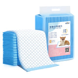 Stack of pet training pads with packaging on a white background