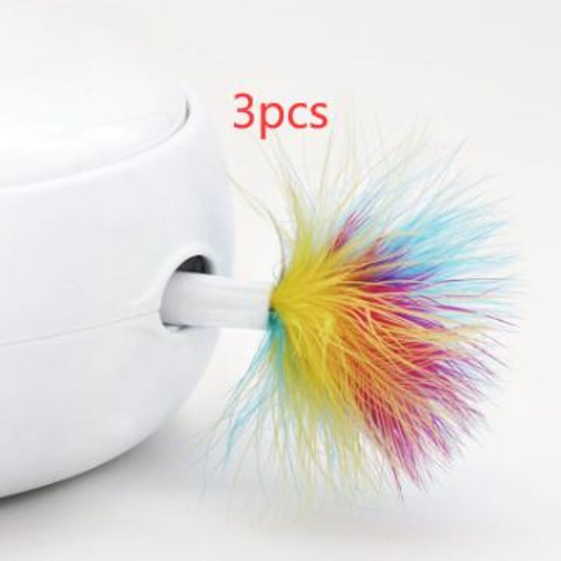 Colorful feathered earbud cover with '3pcs' text on a white background