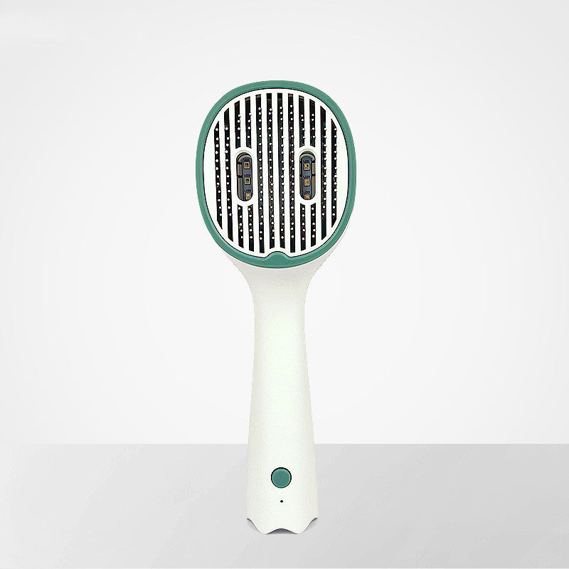 Handheld device with a green and white design on a light gray background