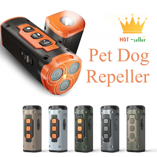 Pet dog repeller with different color options on a white background