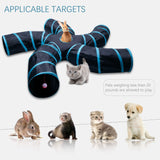 Pet play tunnel with various pets on a white background