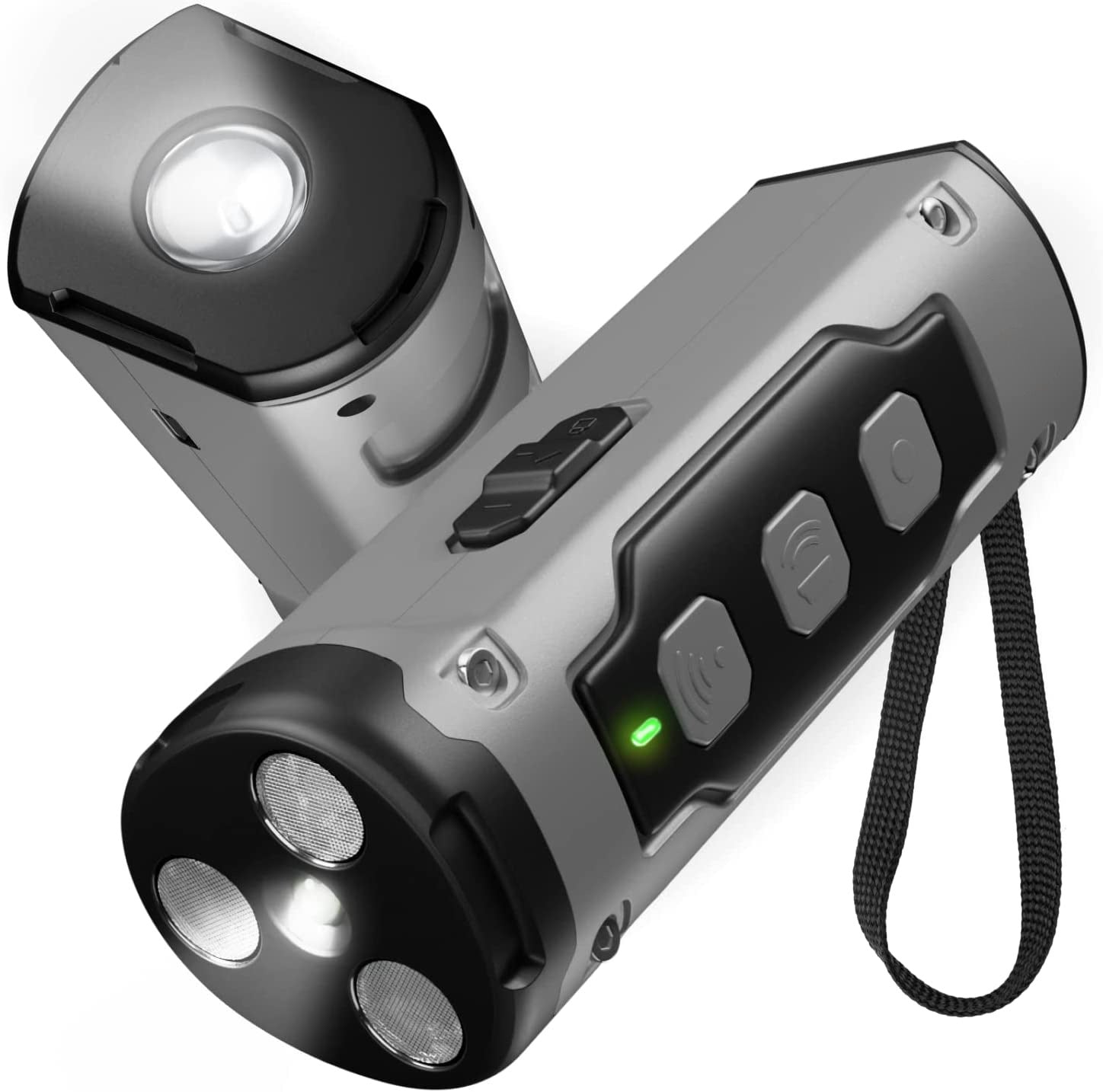Multifunctional device with lights and buttons on a white background