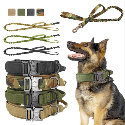 Dog collar and leash set with camouflage patterns on a white background