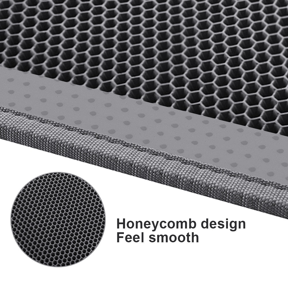 Close-up of a honeycomb design with text indicating 'Honeycomb design Feel smooth'.