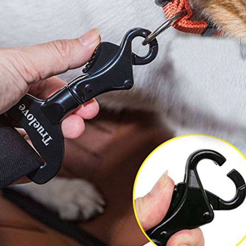 Black pet training tool held by a hand with a close-up inset, on a light gray background.