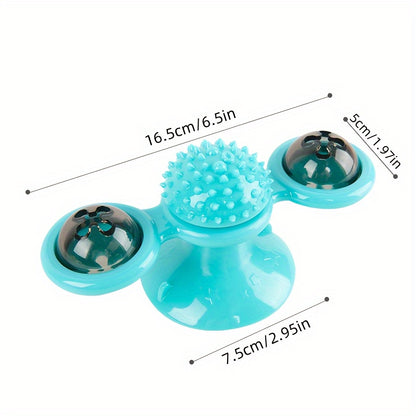 Turquoise fidget spinner with measurement labels on a white background