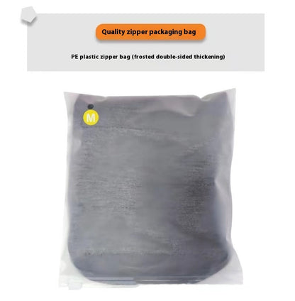 Clear plastic zipper bag with a label on a white background