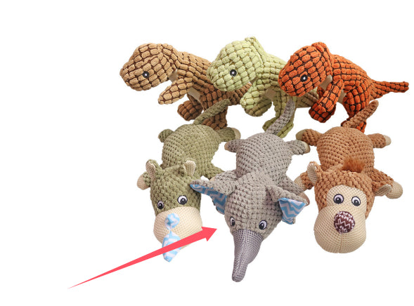 Set of six crocheted animal toys in various colors on a white background
